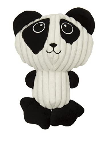 TrustyPup Strong 'N Silent Big Head Panda Silencioso Brinquedo de pelúcia para cães, tecnologia de proteção de mastigar - preto/branco, médio