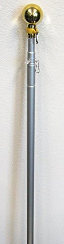 8 Foot Aluminum Silver Pole with (Ball)