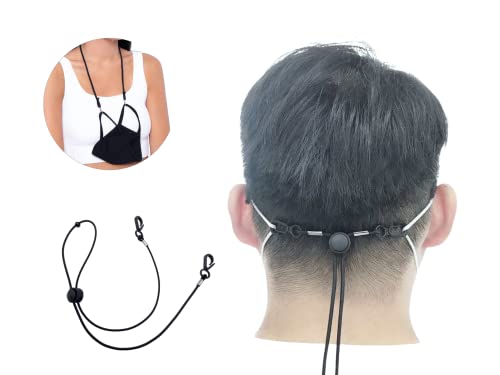 Mask Holder, Mask Lanyards, Face Mask Holder, Mask Accessories Adjustable Lightweight Mask Strap Extender, Mask Strap Hook for All Mask Types for Women, Men and Kids (Black, 5strap)