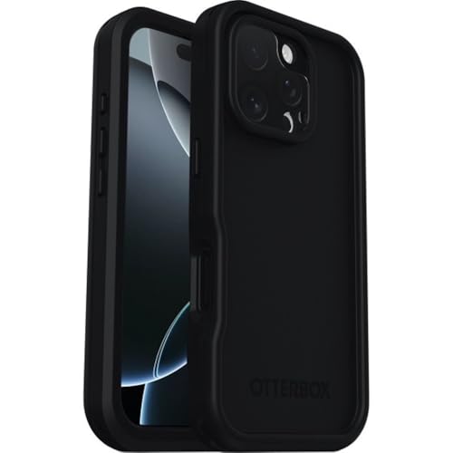 OtterBox Frē Series MagSafe Hülle für iPhone 16 Pro, Wasserdicht (IP68), stoßfest, schmutzabweisend, Hülle mit integriertem Displayschutz, 5X getestet nach Militärstandard, Schwarz