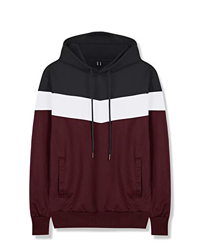 color block pullover hooded sweat