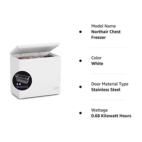 Northair Chest Freezer 7 Cu Ft with 4 Removable Baskets Reach In