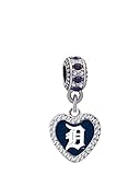 Detroit Tigers Crystal Heart Charm