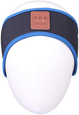 MMUSS Bluetooth Sleep Headphones Lycra Cool Mesh Lining Headband. Perfect for Side Sleeper Sports, Air Travel,Yoga.Wireless Bluetooth Headsets with Microphone Handsfree, Long Play Time,Washable(Blue)