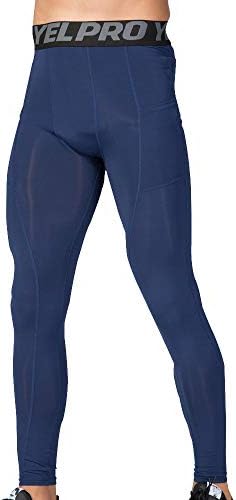 YUTAO Men's Compression Pants Pockets Cool Dry Sports Leggings Baselayer Running Tights
