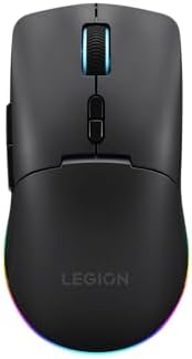 Lenovo Legion M220 Wireless RGB Gaming Mouse, Dual Channel Bluetooth, 2.4Ghz Wireless, USB-C Charging, 5-Level DPI Switch, Symmetrical Medium-Large Size, Black