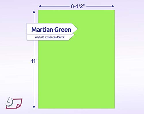 65/67 lb. (176/190 gsm) Cover Card Stock, 50 Sheets per Pack, Great for Printing, School Projects, Flyers, Invitations, Arts N Crafts, DIY Projects, and Much More (8-1/2" x 11", Martian Green)