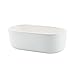 T4U 6.5 Inch Ceramic White Modern Oval Design Succulent Plant Pot/Cactus Plant Pot with Free Bamboo Tray