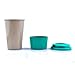 14oz 100% Organic Eco Friendly Reusable Travel Mug, To Go Takeaway Coffee Cup Sea Green, Biodegradable Material FDA Approved BPA Free, Leak Proof Silicone Lid & Heat Resistant Grip.Free Recipe ebook