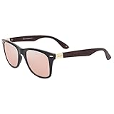 JULI Mens Womens Fashion Wayfarer Wood Bamboo Printed Black Frame Pink Lens Wrap 52MM Sunglasses 4195WN