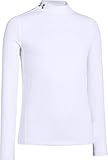 Under Armour Boys' ColdGear Evo Fitted Long Sleeve Mock Shirt, White/Steel, Small