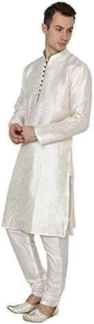 Shri India Traditional Mens Kurta Pajama Pakistani Bollywood Ethnic Cream Churidar Dress