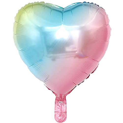 10Pcs Rainbow Foil Heart Shaped Balloons 18 Inch Heart Mylar Balloons For Baby Shower Wedding Valentine Decorations Love Balloons Party Decorations