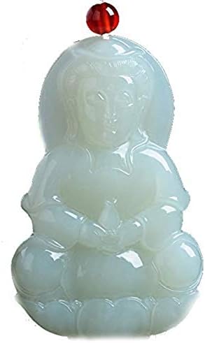MPH-Jewelry Natural White Nephrite Buddha Pendant Necklace