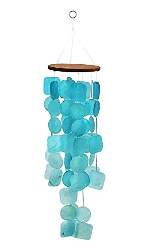 Exquisit turquoise capiz windchime capiz shell blue tin…