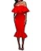 AlvaQ Women's 2017 Ladies Evening Bodycon Midi Dress Homecoming Sexy Party Dresses Cocktail Plus Size X-Large Red