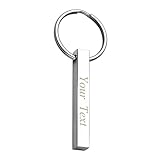 Personalized Master Free Engraving Custom Plain Vertical Cuboid Bar Rectangle Pendant Keychain Stainless Steel Key Chain Ring for Couples Best Friends