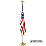 EasyGoProducts Telescoping Indoor Flag Pole Kit with Base Stand and Gold American Eagle Topper Ornament - Set at 6ft, 7ft or 8ft Height