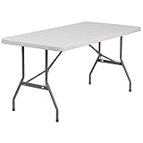 Flash Furniture 5-Foot Granite White Plastic Folding Table , 30" x 60" -