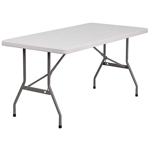 Flash Furniture 5-Foot Granite White Plastic Folding Table , 30" x 60" -