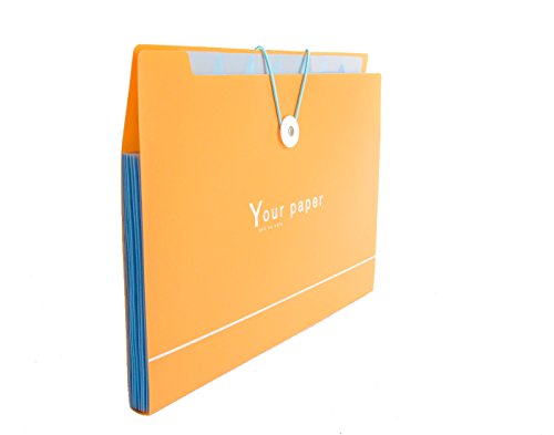 BEGOO 8 Pockets Tabs Expanding File Folder Colorful Document Holder High Capacity Binder Wallet A4 Letter Size for Cards Bills Storage Elastic String Button Closure for School Office Supplies(Orange)