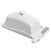 MyGift White Ceramic Butter Dish with Lid and Knife, Tabletop Butter Plate, Fits East and West Coast Size Butter Sticks