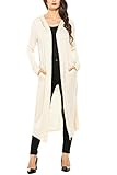 Meaneor Women's Long Sleeve Waterfall Hoodies Open Front Maxi Cardigan Sweater Off White XXL