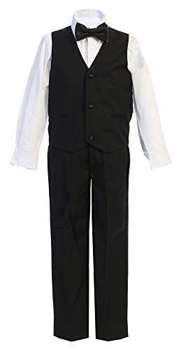 Boys Premium Paisley Patterned and Solid Shawl Lapel Tuxedos - Many Colors (1, Black on Black Solid)