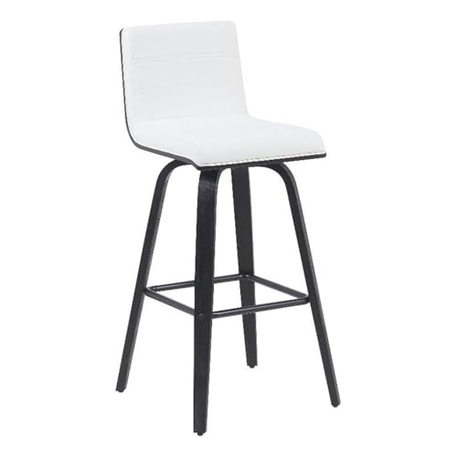Vienna Modern Swivel Bar Height Stool with Snow White Faux Leather Seat and Bla…