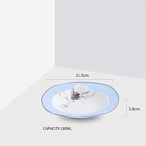 image for VEWEET 4-Piece Porcelain Soup Plate Sets, Ceramic Ivory White 6-Ounce 