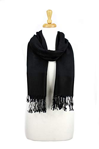 Paskmlna Paisley Jacquard Pashmina Shawl Wrap Scarf Stole (Black01813) - Thumbnail 3