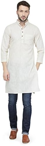 Offwhite Solid Men's Long Kurta