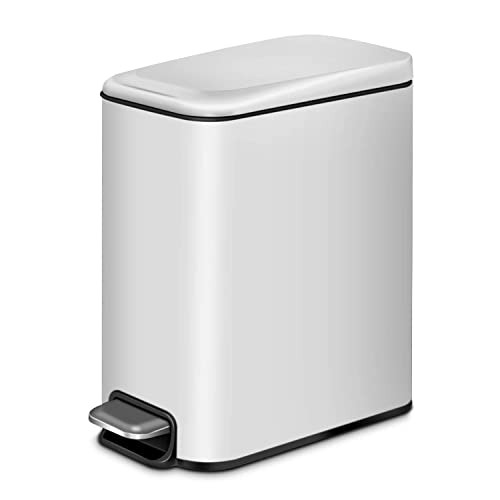 H+LUX Small Garbage Can with Soft Close Lid,Slim Trash Can for Bathroom