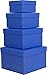 Cypress Lane Square Rigid Gift Boxes, a Nested Set of 4, 3.5x3.5x2 to 6x6x4 inches (Blue)