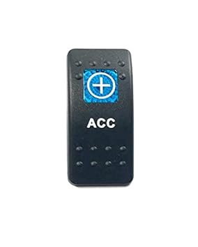 Euro Rocker Switch Cover with Text, Black with Blue Lens. Contura II, Fits Carling, Cole Hersee, Blue seas