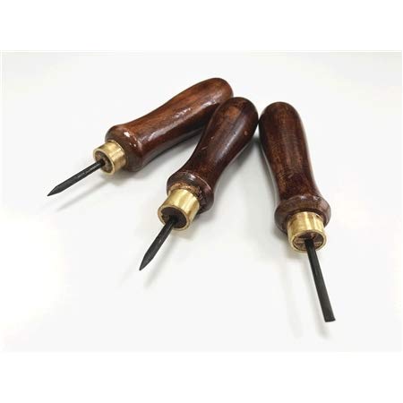 3 Piece Hole Starter Bradawl Set (Round, Chisel, Square) with Wooden Handles WW199