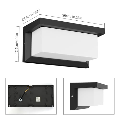 Klighten 2 Pcs E27 Outdoor Wall Light, 60W E27 Wall Light, IP65 Outdoor Wall Lamp for Indoor and Outdoor Use, Black, (No Bulb)