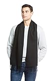 Fishers Finery Men's 100% Pure Cashmere Scarf, Warm and Comfortable (Black)