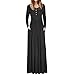 SUNTTON Women's V-Neck 3/4 Sleeves Long Maxi Casual Party Dress with Belt