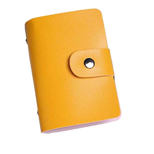 Radorock Men Women Leather Credit Card Holder Case Card Holder Wallet Business Card (Yellow)