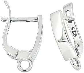 1 Pair Sterling Silver Leverback Earring Hook with Open Loop Ap. 10x14mm - Silver
