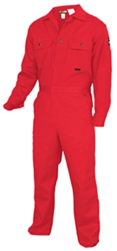 MCR Safety DC1R56 Deluxe Contractor Flame Resistant (FR) Coveralls, Red, Size 56, Chest 56-Inch, Waist 54-Inch, Inseam 30-Inch