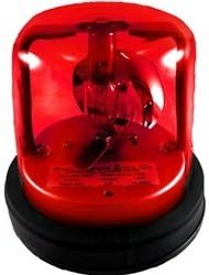 Rotating Beacon Light with Alarm, Permanent Mount, 12 Volts, Red