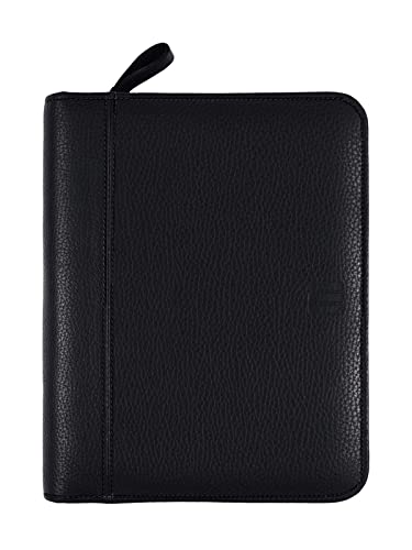 Finocam - Andrea 2026 Open Leather Zipper Organizer Agenda Week to View Vertical January 2026 - December 2026 (12 months) Black Spanish