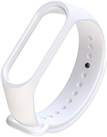 PINHEN Strap for Xiaomi Mi Band 4 Band - Miband 3 Waterproof Soft Silicone Wristband Bracelet for Xiaomi Mi Band 4 and Mi Band 3 (White)