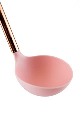 COOK with COLOR 5 Piece Pink Nylon Cooking Utensil Set on a Ring with Rose Gold Copper Handles