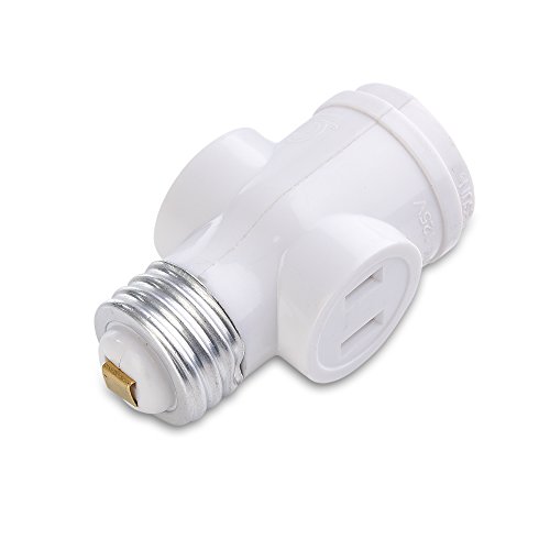 2Pack Light Socket Adapter (Light Bulb Outlet) With 2x AC Outlets In