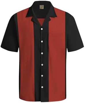 Amazon.com: Bowling Shirt for Men 1950's Classic Button Down Retro