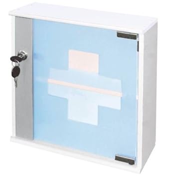 Spetebo Holz Medizinschrank Weiss Mit Glastur Medikamentenschrank