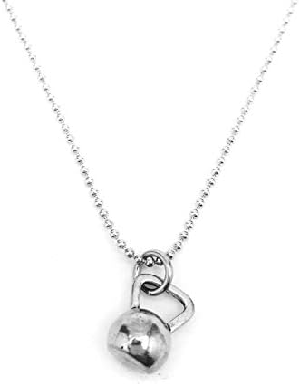 Silver KnightMini Kettlebell Necklace - Nickel Free and Tarnish Free Fitness Jewelry for Workout/Gym/Crossfit/Weight Loss Motivation Gift Bag